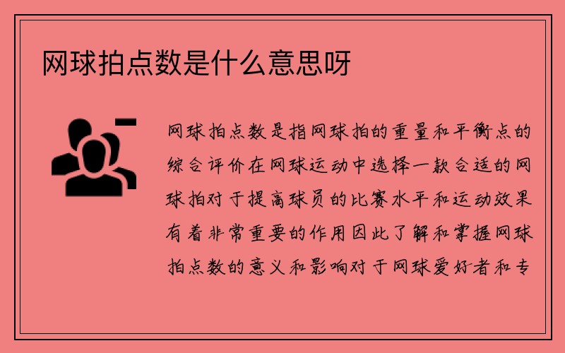 网球拍点数是什么意思呀