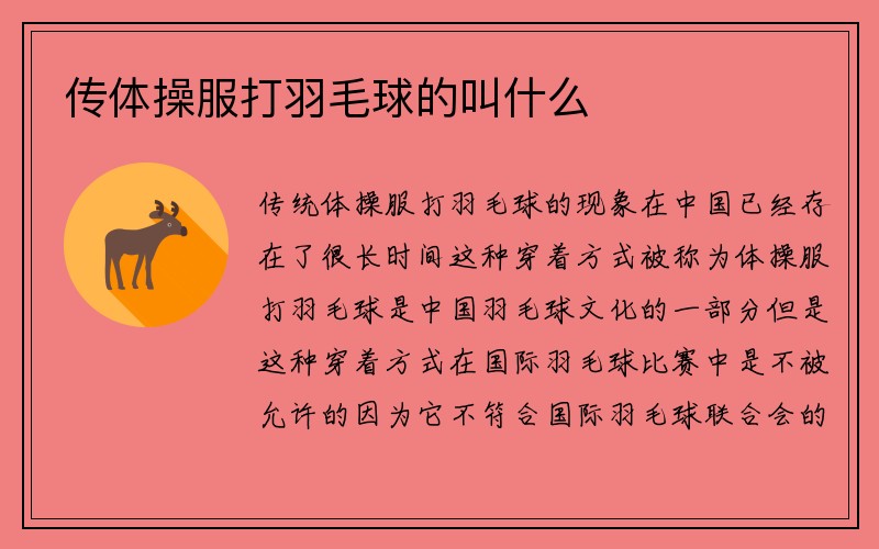 传体操服打羽毛球的叫什么